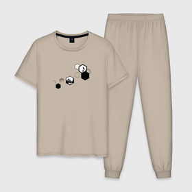 Мужская пижама хлопок с принтом Взгляд с высоты в Курске, 100% хлопок | брюки и футболка прямого кроя, без карманов, на брюках мягкая резинка на поясе и по низу штанин
 | 