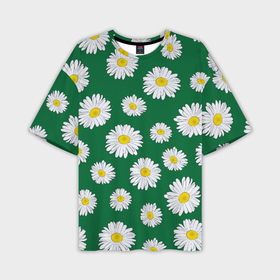 Мужская футболка oversize 3D с принтом Ромашки поле из цветов ,  |  | 