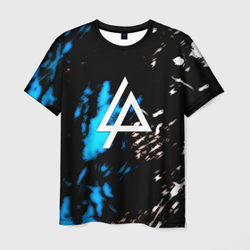 Мужская футболка 3D с принтом Linkin park холодные краски , 100% полиэфир | прямой крой, круглый вырез горловины, длина до линии бедер | Тематика изображения на принте: 