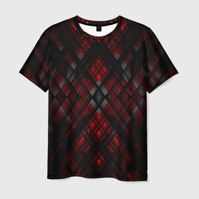 Мужская футболка 3D с принтом Чёрные текстуры ромб , 100% полиэфир | прямой крой, круглый вырез горловины, длина до линии бедер | 