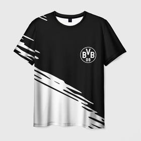 Мужская футболка 3D с принтом Borussia текстура краски , 100% полиэфир | прямой крой, круглый вырез горловины, длина до линии бедер | 