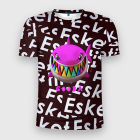 Мужская футболка 3D Slim с принтом Esskeetit logo pattern в Екатеринбурге, 100% полиэстер с улучшенными характеристиками | приталенный силуэт, круглая горловина, широкие плечи, сужается к линии бедра | 