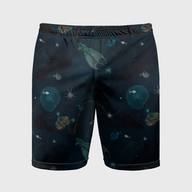 Мужские шорты спортивные с принтом Глубокий океан в Кировске,  |  | Тематика изображения на принте: 