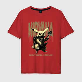 Мужская футболка хлопок Oversize с принтом Nirvana на фоне тяжёлого рока от Пикачу в Тюмени, 100% хлопок | свободный крой, круглый ворот, “спинка” длиннее передней части | Тематика изображения на принте: 