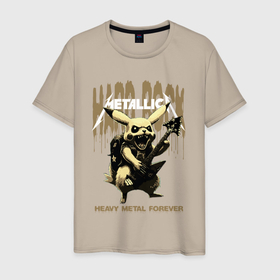 Мужская футболка хлопок с принтом Metallica на фоне тяжёлого рока от Пикачу в Курске, 100% хлопок | прямой крой, круглый вырез горловины, длина до линии бедер, слегка спущенное плечо. | 