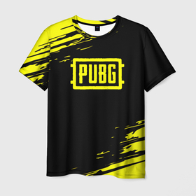 Мужская футболка 3D с принтом Pubg текстура краски жёлтые в Санкт-Петербурге, 100% полиэфир | прямой крой, круглый вырез горловины, длина до линии бедер | 