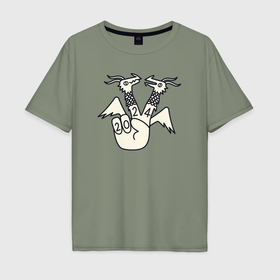 Мужская футболка хлопок Oversize с принтом Peace dragons в Тюмени, 100% хлопок | свободный крой, круглый ворот, “спинка” длиннее передней части | Тематика изображения на принте: 
