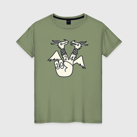Женская футболка хлопок с принтом Peace dragons в Тюмени, 100% хлопок | прямой крой, круглый вырез горловины, длина до линии бедер, слегка спущенное плечо | Тематика изображения на принте: 