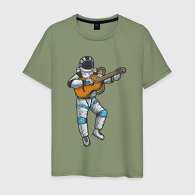 Мужская футболка хлопок с принтом Космонавт музыкант , 100% хлопок | прямой крой, круглый вырез горловины, длина до линии бедер, слегка спущенное плечо. | 