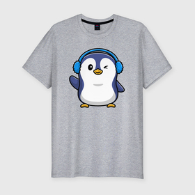 Мужская футболка хлопок Slim с принтом Привет от пингвина в Курске, 92% хлопок, 8% лайкра | приталенный силуэт, круглый вырез ворота, длина до линии бедра, короткий рукав | Тематика изображения на принте: 