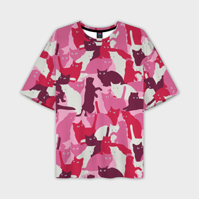 Мужская футболка oversize 3D с принтом Розовый кошачий камуфляж в Белгороде,  |  | 