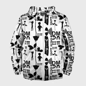 Мужская ветровка 3D с принтом Depeche Mode DM music в Новосибирске, 100% полиэстер | подол и капюшон оформлены резинкой с фиксаторами, два кармана без застежек по бокам, один потайной карман на груди | 