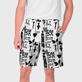 Мужские шорты 3D с принтом Depeche Mode DM music ,  полиэстер 100% | прямой крой, два кармана без застежек по бокам. Мягкая трикотажная резинка на поясе, внутри которой широкие завязки. Длина чуть выше колен | 
