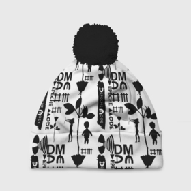 Шапка 3D c помпоном с принтом Depeche Mode DM music в Екатеринбурге, 100% полиэстер | универсальный размер, печать по всей поверхности изделия | 
