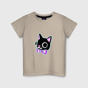 Детская футболка хлопок с принтом Silly cat в Тюмени, 100% хлопок | круглый вырез горловины, полуприлегающий силуэт, длина до линии бедер | 