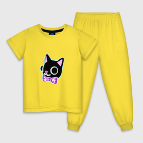 Детская пижама хлопок с принтом Silly cat в Тюмени, 100% хлопок |  брюки и футболка прямого кроя, без карманов, на брюках мягкая резинка на поясе и по низу штанин
 | 