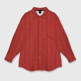 Мужская рубашка oversize 3D с принтом Тёмно красный кирпичный паттерн квадраты в Курске,  |  | 
