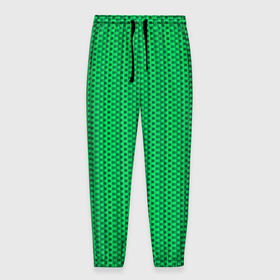 Мужские брюки 3D с принтом Светлый зелёный паттерн квадраты в Курске, 100% полиэстер | манжеты по низу, эластичный пояс регулируется шнурком, по бокам два кармана без застежек, внутренняя часть кармана из мелкой сетки | 