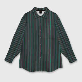 Мужская рубашка oversize 3D с принтом Чёрный в тонкую зелёную полоску в Курске,  |  | Тематика изображения на принте: 