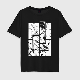 Мужская футболка хлопок Oversize с принтом Синдзи Икари и Аска Лэнгли в Санкт-Петербурге, 100% хлопок | свободный крой, круглый ворот, “спинка” длиннее передней части | 