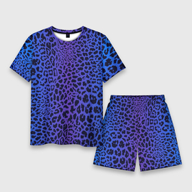 Мужской костюм с шортами 3D с принтом Фиолетовая шкура леопарда ,  |  | 