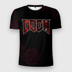 Мужская футболка 3D Slim с принтом Doom mick gordon в Курске, 100% полиэстер с улучшенными характеристиками | приталенный силуэт, круглая горловина, широкие плечи, сужается к линии бедра | 