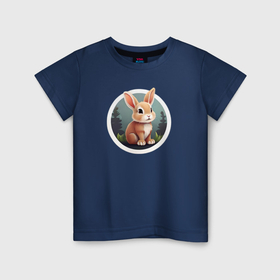 Детская футболка хлопок с принтом Маленький пушистый кролик , 100% хлопок | круглый вырез горловины, полуприлегающий силуэт, длина до линии бедер | 