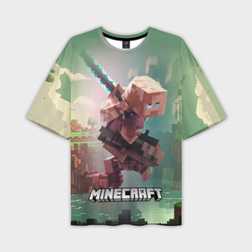 Мужская футболка oversize 3D с принтом Персонаж Minecraft ниндзя в прыжке в Тюмени,  |  | 