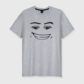 Мужская футболка хлопок Slim с принтом Роблокс лицо улыбка в Санкт-Петербурге, 92% хлопок, 8% лайкра | приталенный силуэт, круглый вырез ворота, длина до линии бедра, короткий рукав | 