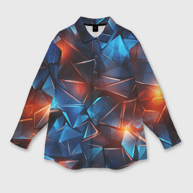 Мужская рубашка oversize 3D с принтом Синие и красные осколки стекла в Петрозаводске,  |  | 