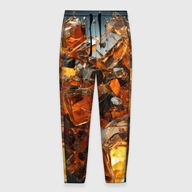 Мужские брюки 3D с принтом Янтарный взрыв в Екатеринбурге, 100% полиэстер | манжеты по низу, эластичный пояс регулируется шнурком, по бокам два кармана без застежек, внутренняя часть кармана из мелкой сетки | 