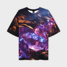 Мужская футболка oversize 3D с принтом Фиолетовые комические камни в Белгороде,  |  | 