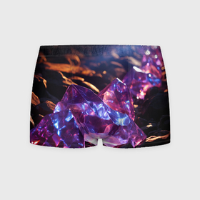 Мужские трусы 3D с принтом Фиолетовые комические камни в Курске, 50% хлопок, 50% полиэстер | классическая посадка, на поясе мягкая тканевая резинка | Тематика изображения на принте: 