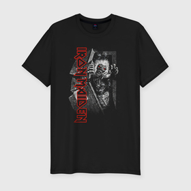 Мужская футболка хлопок Slim с принтом Iron Maiden No Prayer for the Dying в Санкт-Петербурге, 92% хлопок, 8% лайкра | приталенный силуэт, круглый вырез ворота, длина до линии бедра, короткий рукав | 