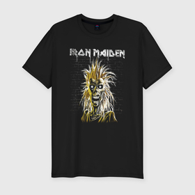 Мужская футболка хлопок Slim с принтом Iron Maiden Eddie в Кировске, 92% хлопок, 8% лайкра | приталенный силуэт, круглый вырез ворота, длина до линии бедра, короткий рукав | 