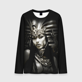 Мужской лонгслив 3D с принтом Клеопатра египетская царица в Курске, 100% полиэстер | длинные рукава, круглый вырез горловины, полуприлегающий силуэт | Тематика изображения на принте: 