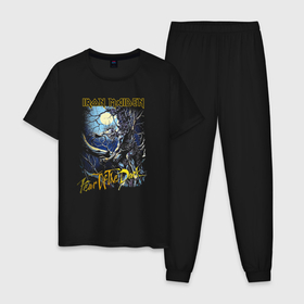 Мужская пижама хлопок с принтом Iron Maiden Fear Of The Dark , 100% хлопок | брюки и футболка прямого кроя, без карманов, на брюках мягкая резинка на поясе и по низу штанин
 | 