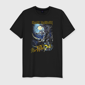 Мужская футболка хлопок Slim с принтом Iron Maiden Fear Of The Dark в Тюмени, 92% хлопок, 8% лайкра | приталенный силуэт, круглый вырез ворота, длина до линии бедра, короткий рукав | Тематика изображения на принте: 