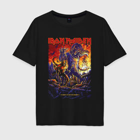 Мужская футболка хлопок Oversize с принтом Iron Maiden The Number Of The Beast в Санкт-Петербурге, 100% хлопок | свободный крой, круглый ворот, “спинка” длиннее передней части | 