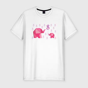 Мужская футболка хлопок Slim с принтом Мама слониха  и дочка слоненок в праздник 8 марта в Курске, 92% хлопок, 8% лайкра | приталенный силуэт, круглый вырез ворота, длина до линии бедра, короткий рукав | 