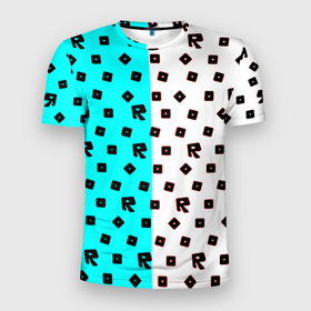 Мужская футболка 3D Slim с принтом Roblox pattern logo mobile в Кировске, 100% полиэстер с улучшенными характеристиками | приталенный силуэт, круглая горловина, широкие плечи, сужается к линии бедра | 