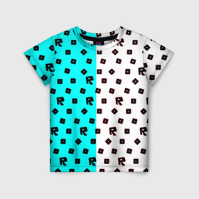 Детская футболка 3D с принтом Roblox pattern logo mobile в Петрозаводске, 100% гипоаллергенный полиэфир | прямой крой, круглый вырез горловины, длина до линии бедер, чуть спущенное плечо, ткань немного тянется | Тематика изображения на принте: 