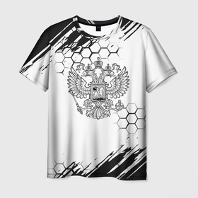 Мужская футболка 3D с принтом Россия будущего герб в Новосибирске, 100% полиэфир | прямой крой, круглый вырез горловины, длина до линии бедер | 