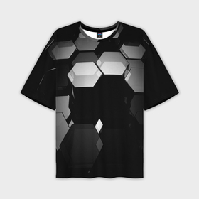 Мужская футболка oversize 3D с принтом Нано соты шестиугольник ,  |  | Тематика изображения на принте: 