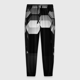 Мужские брюки 3D с принтом Нано соты шестиугольник в Петрозаводске, 100% полиэстер | манжеты по низу, эластичный пояс регулируется шнурком, по бокам два кармана без застежек, внутренняя часть кармана из мелкой сетки | 