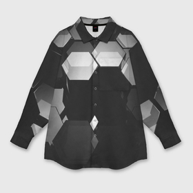 Мужская рубашка oversize 3D с принтом Нано соты шестиугольник в Петрозаводске,  |  | Тематика изображения на принте: 