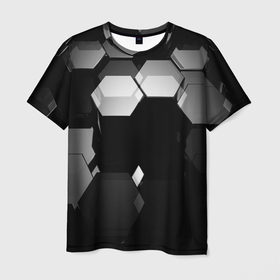 Мужская футболка 3D с принтом Нано соты шестиугольник в Екатеринбурге, 100% полиэфир | прямой крой, круглый вырез горловины, длина до линии бедер | 