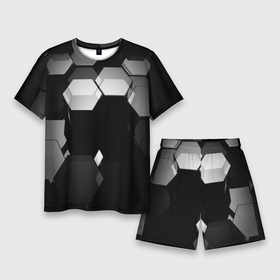 Мужской костюм с шортами 3D с принтом Нано соты шестиугольник ,  |  | Тематика изображения на принте: 