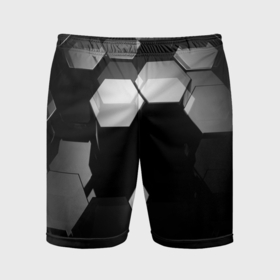Мужские шорты спортивные с принтом Нано соты шестиугольник в Белгороде,  |  | Тематика изображения на принте: 