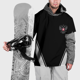 Накидка на куртку 3D с принтом Спортивная геометрия герб рф в Тюмени, 100% полиэстер |  | Тематика изображения на принте: 